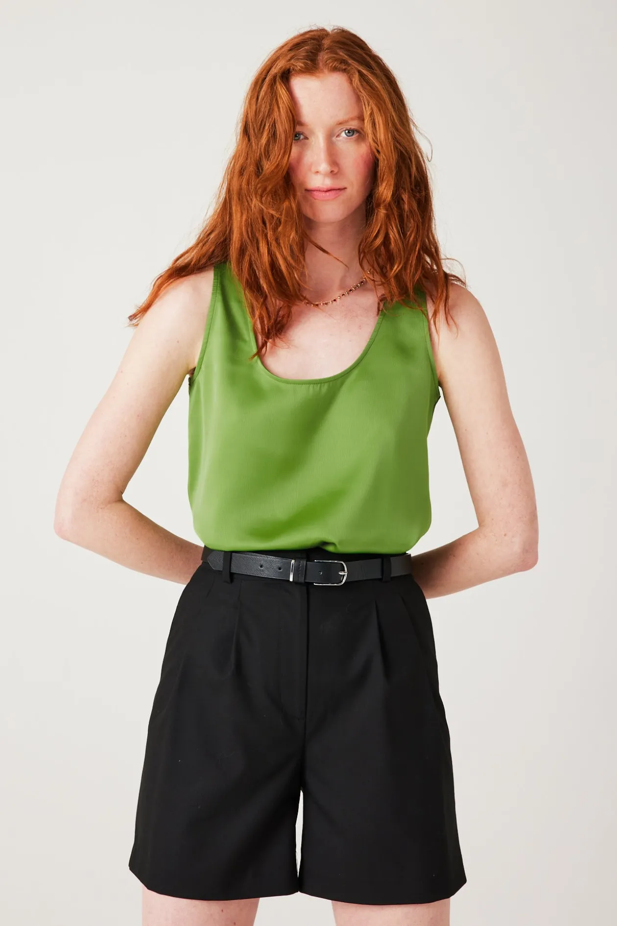 Promod Débardeur satiné uni Femme - Vert Best Sale