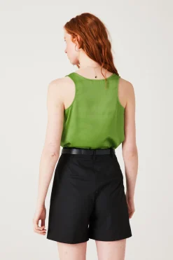 Promod Débardeur satiné uni Femme - Vert Best Sale