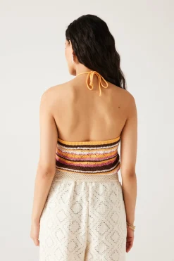 Promod Dos nu en maille ajourée Femme - Rayures multicolores Rayuresmulticolores Best