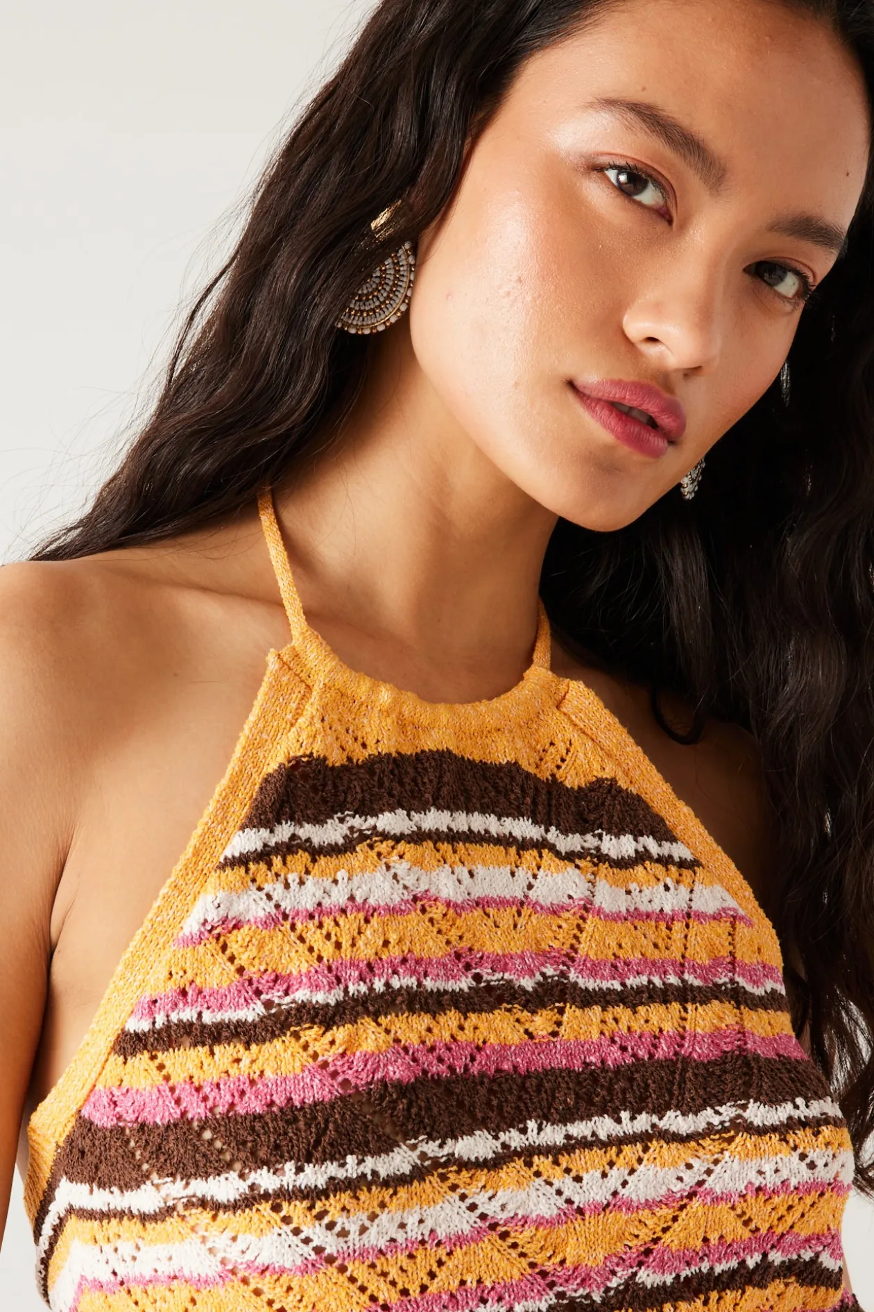 Promod Dos nu en maille ajourée Femme - Rayures multicolores Rayuresmulticolores Best