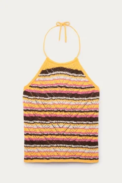 Promod Dos nu en maille ajourée Femme - Rayures multicolores Rayuresmulticolores Best