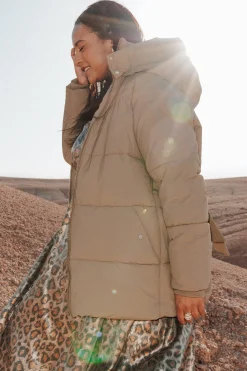 Promod Doudoune longue ceinturée - Camel New
