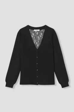 Promod Gilet col V détail dentelle - Noir Hot