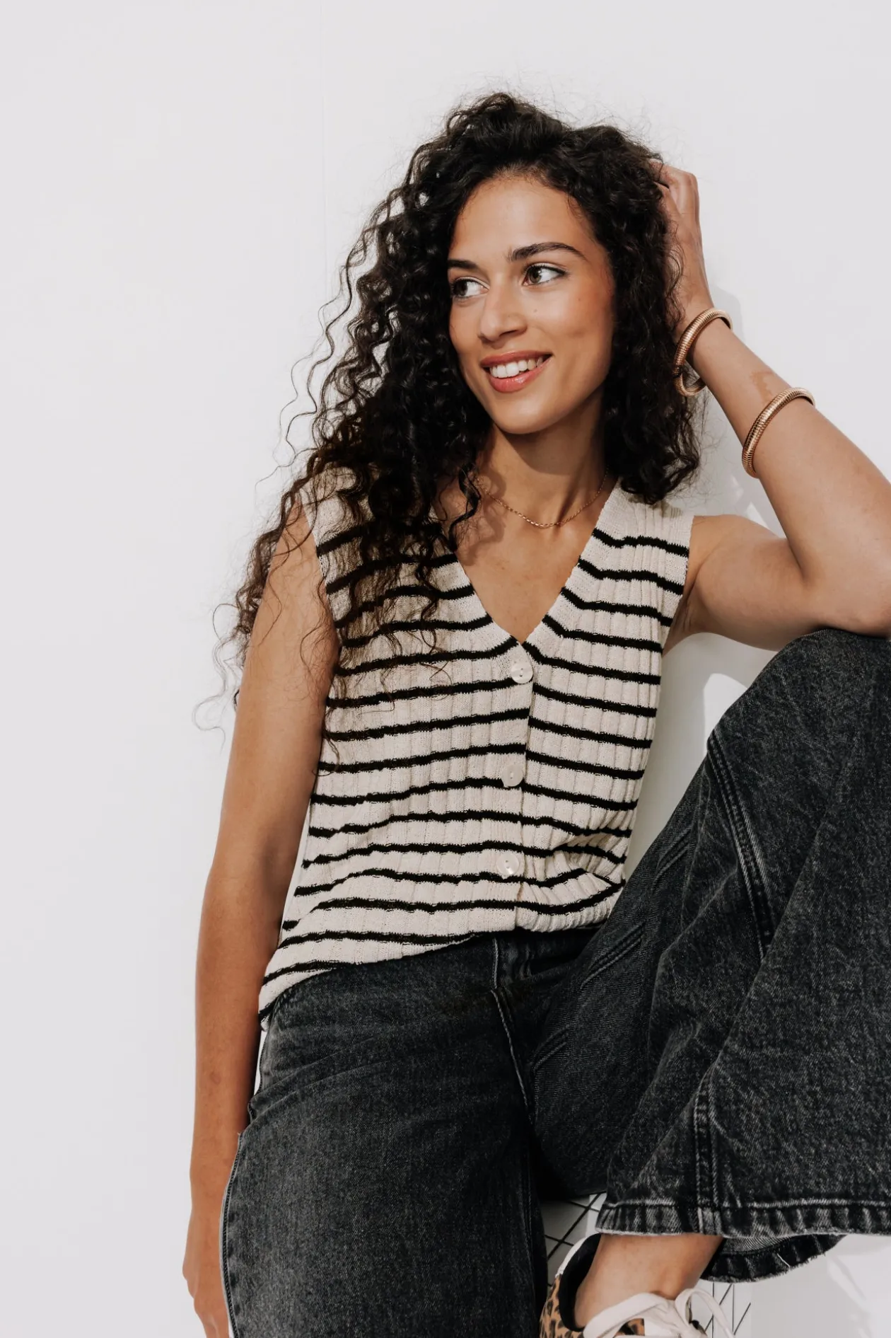 Promod Gilet sans manches Femme - Rayé Noir RayéNoir Best