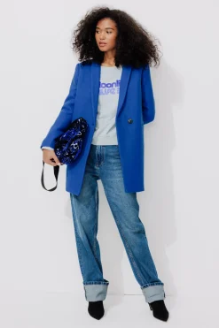 Promod GISELE court manteau en laine - Bleu Fashion