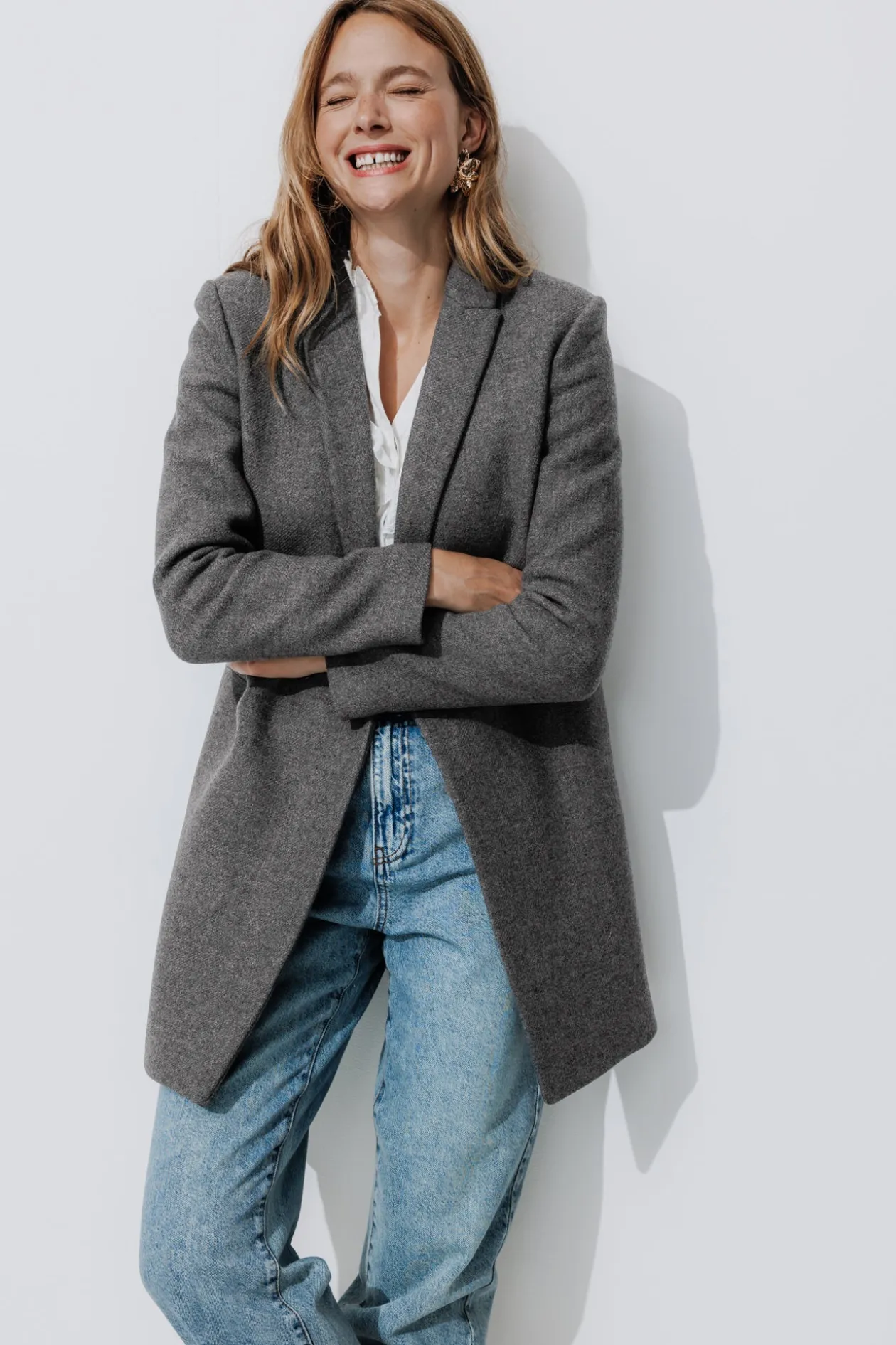 Promod GISELE court manteau en laine - Gris clair Grisclair Sale