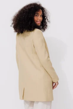 Promod GISELE court manteau en laine - Ecru Outlet