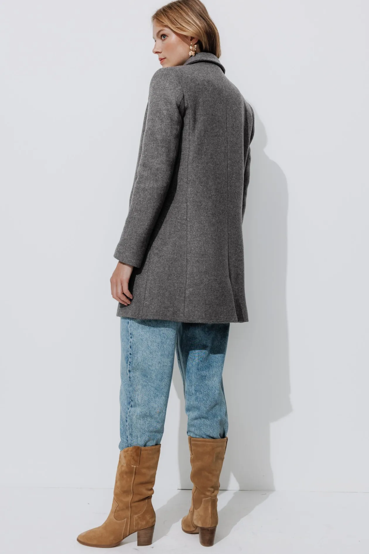 Promod GISELE court manteau en laine - Gris clair Grisclair Sale