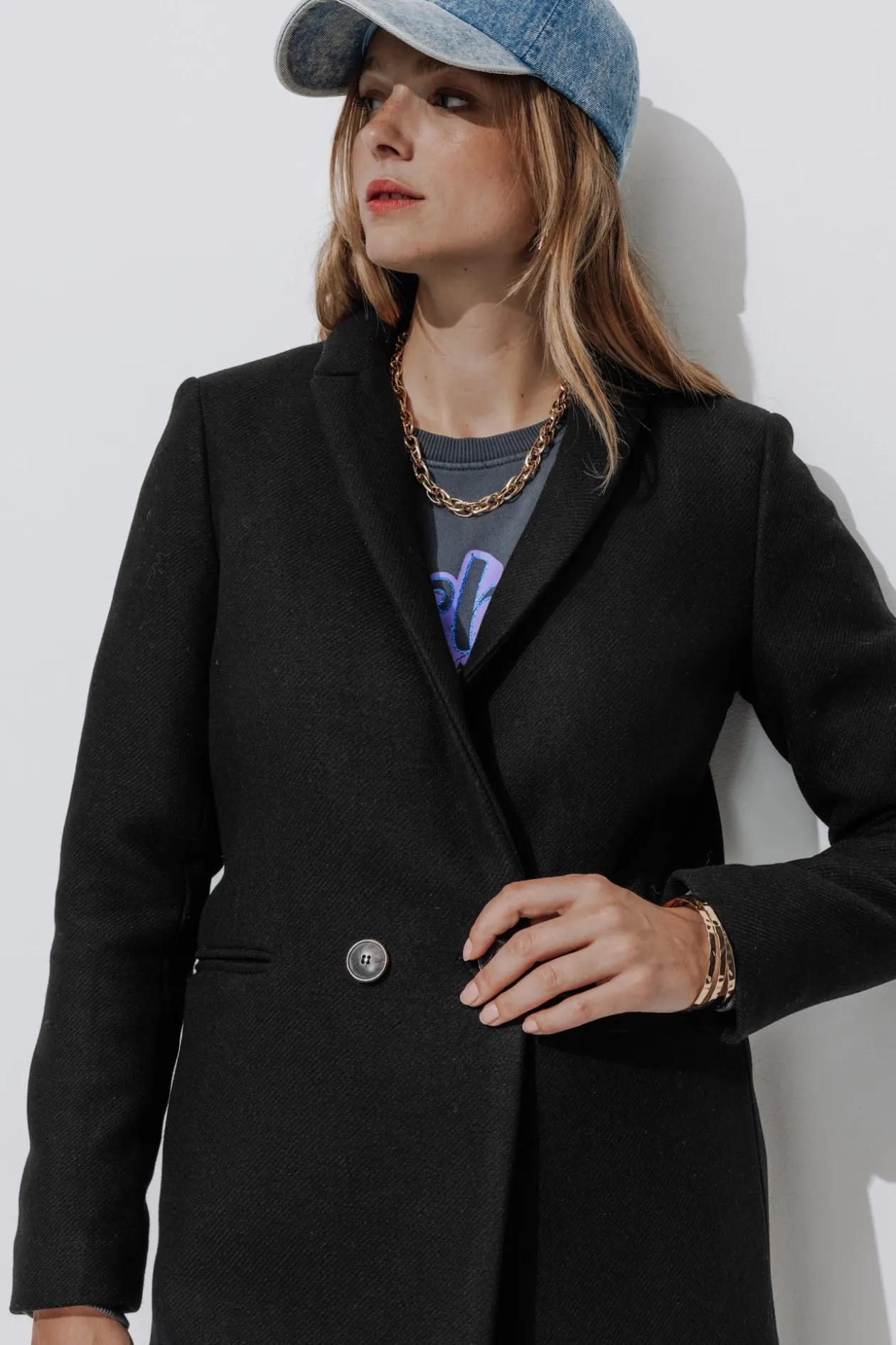 Promod GISELE court manteau en laine - Noir Flash Sale
