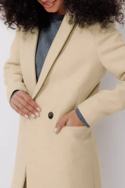 Promod GISELE court manteau en laine - Ecru Outlet