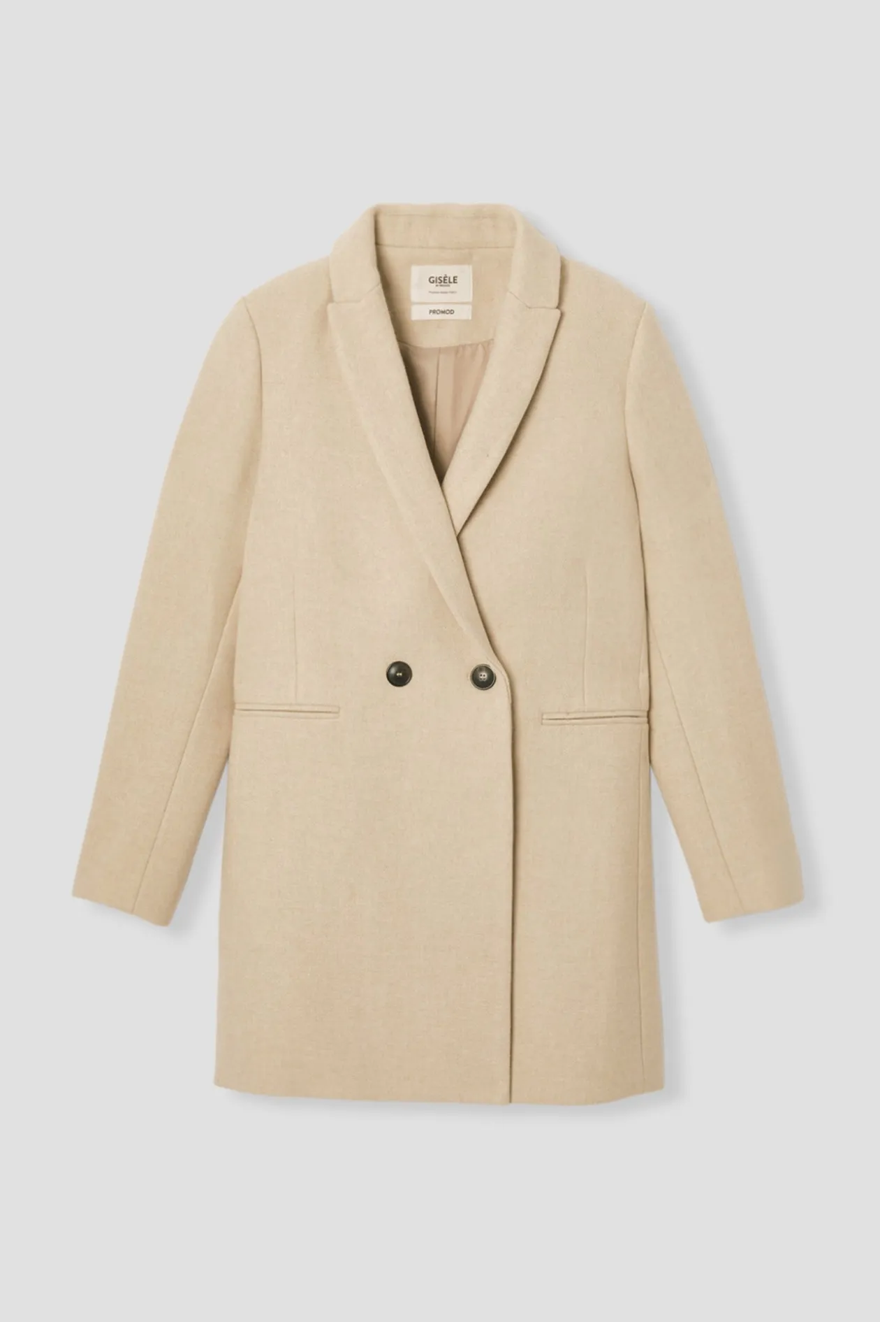 Promod GISELE court manteau en laine - Ecru Outlet