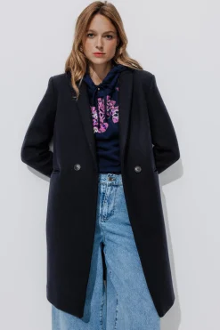 Promod GISELE long manteau en laine - Marine Cheap