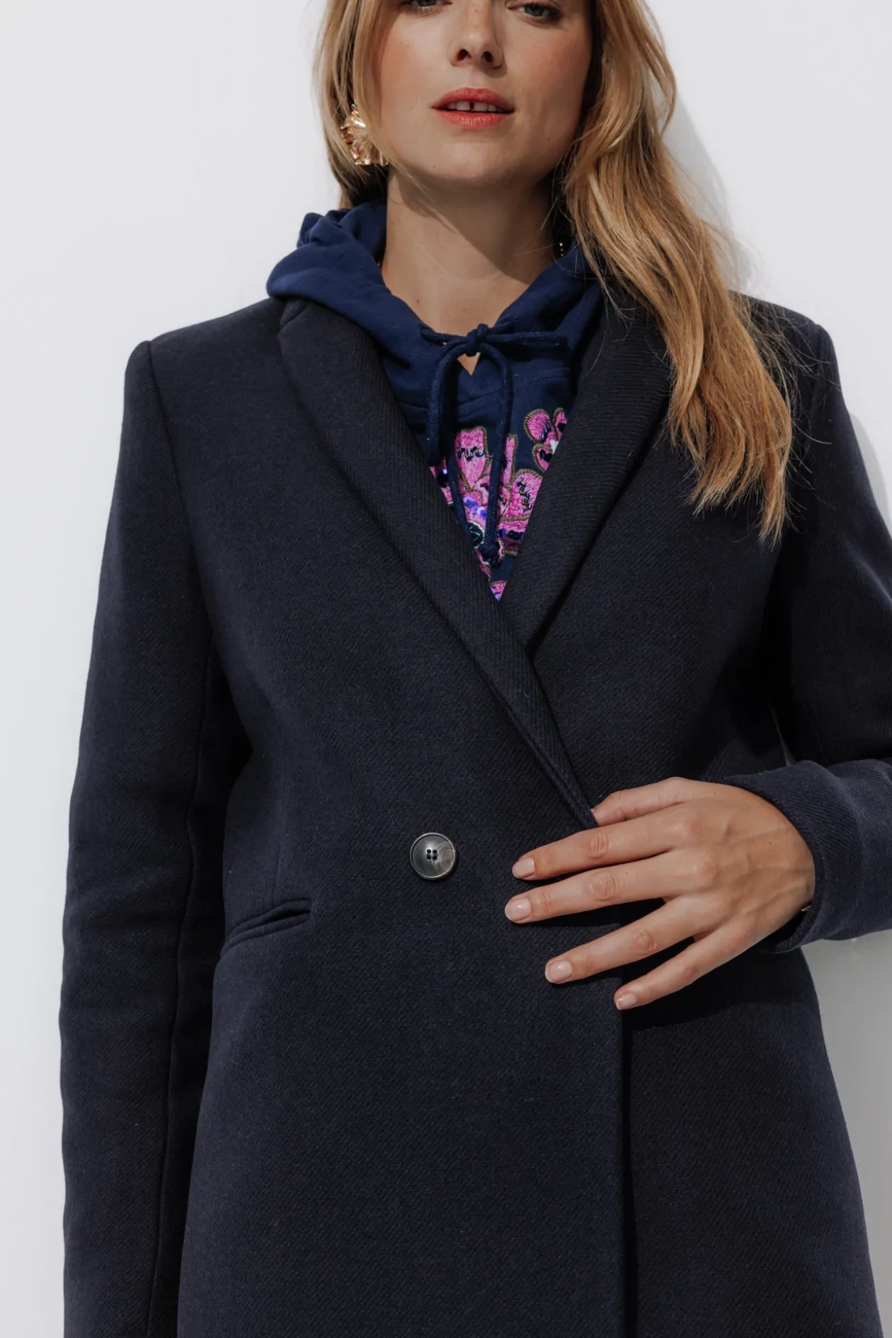 Promod GISELE long manteau en laine - Marine Cheap