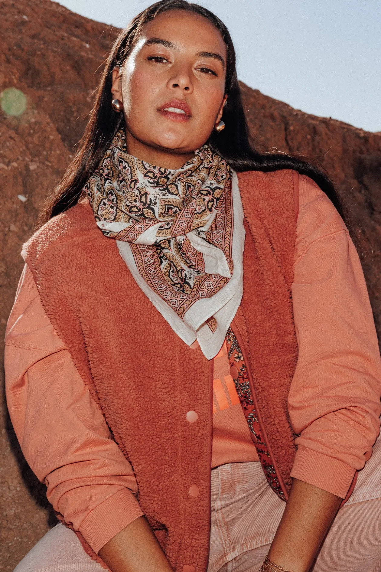 Promod Grand foulard carré imprimé - Imprimé ocre Impriméocre New