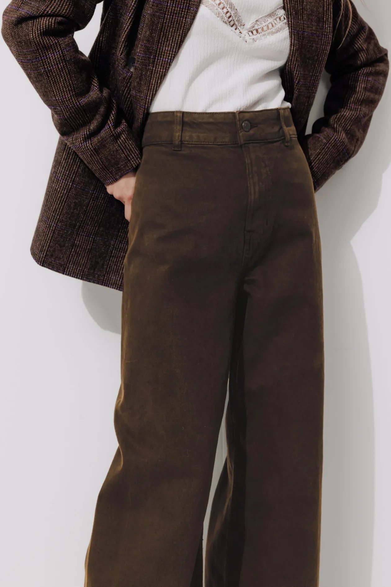Promod HECTOR pantalon large Femme - Chocolat Fashion