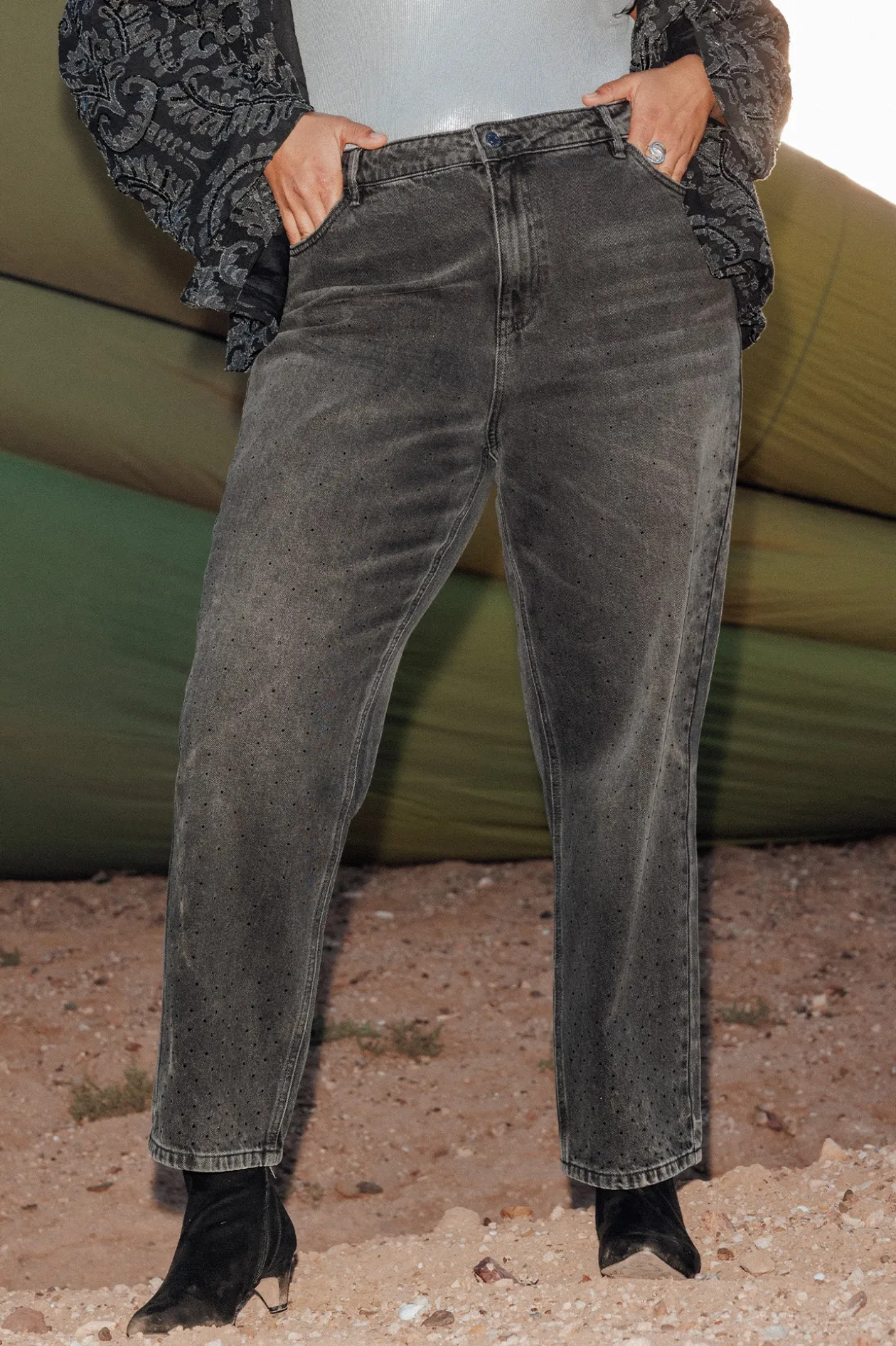 Promod Jean à strass Femme - Noir Discount