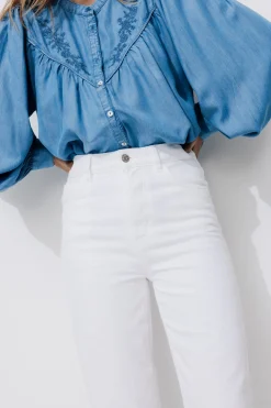 Promod Jean blanc droit taille haute - Ecru Flash Sale