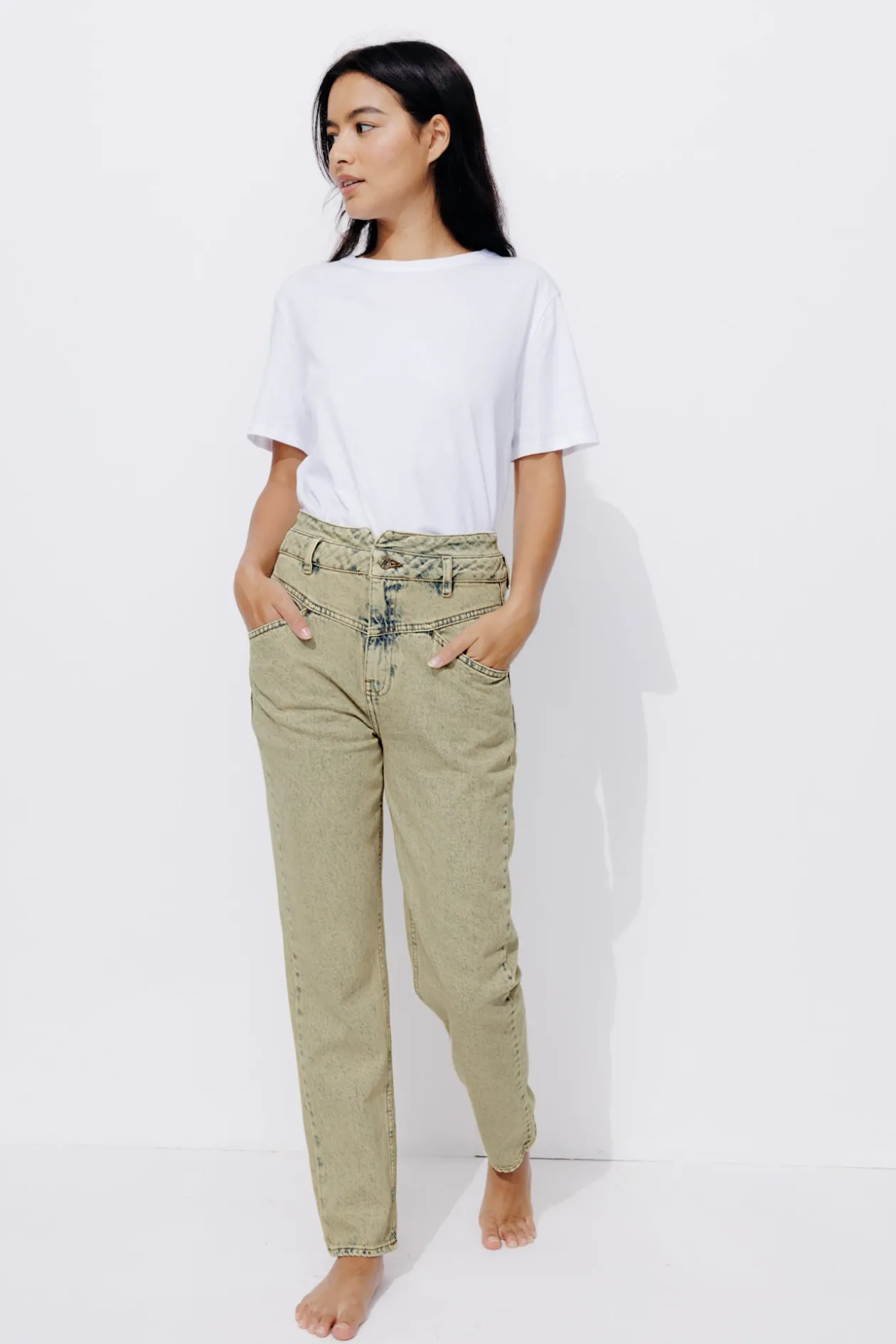 Promod Jean mom taille haute MARCEL - Sable Hot