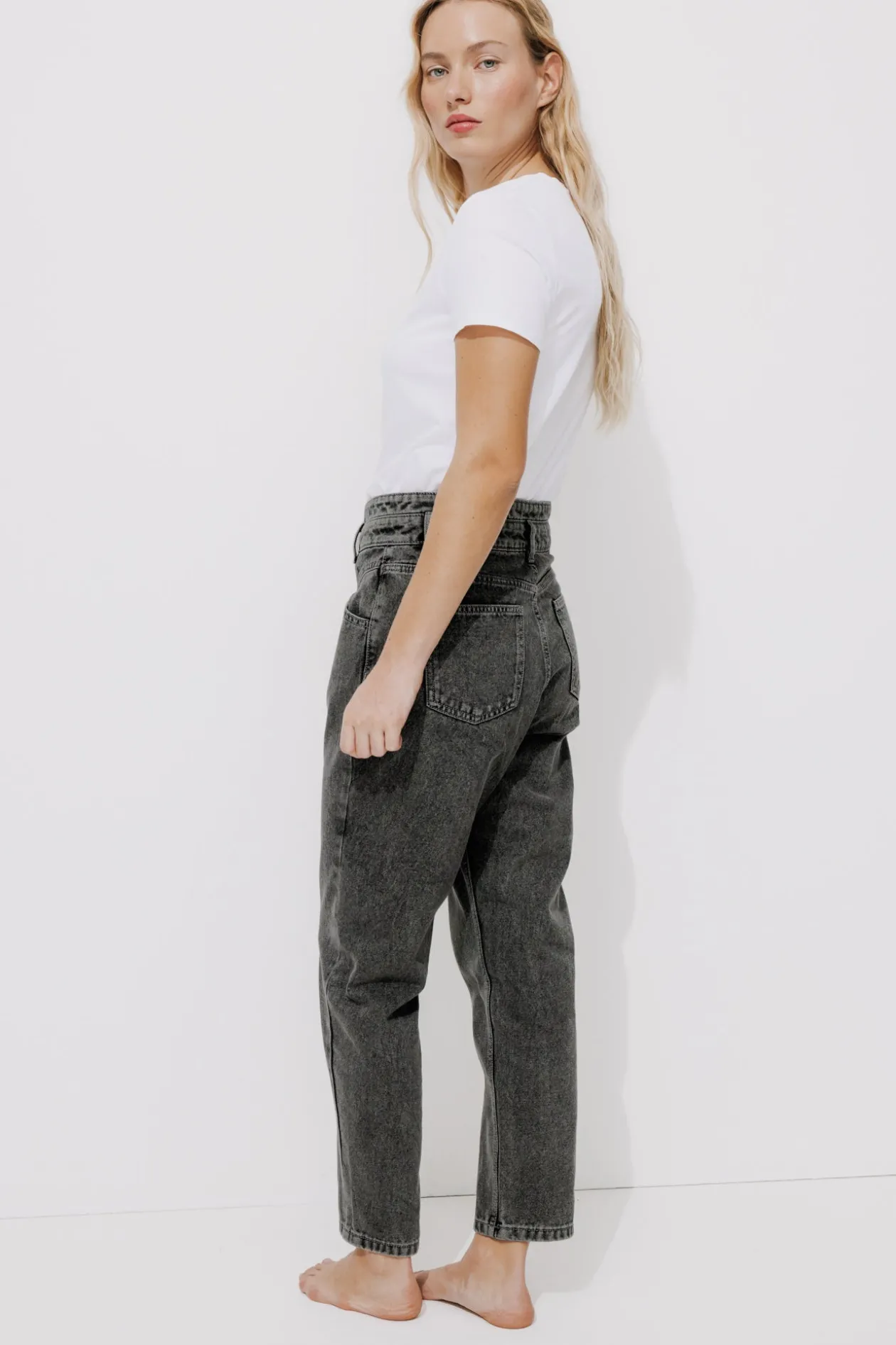 Promod Jean mom taille haute MARCEL - Jeans gris Jeansgris Fashion