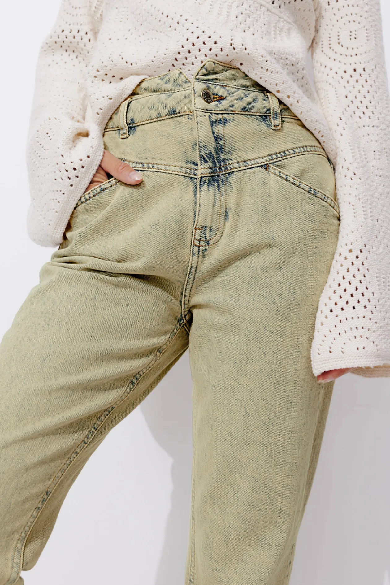 Promod Jean mom taille haute MARCEL - Sable Hot