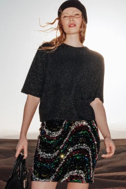 Promod Jupe courte à paillettes Femme - Imprimé multicolore Imprimémulticolore Shop