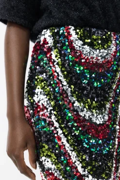 Promod Jupe courte à paillettes Femme - Imprimé multicolore Imprimémulticolore Shop