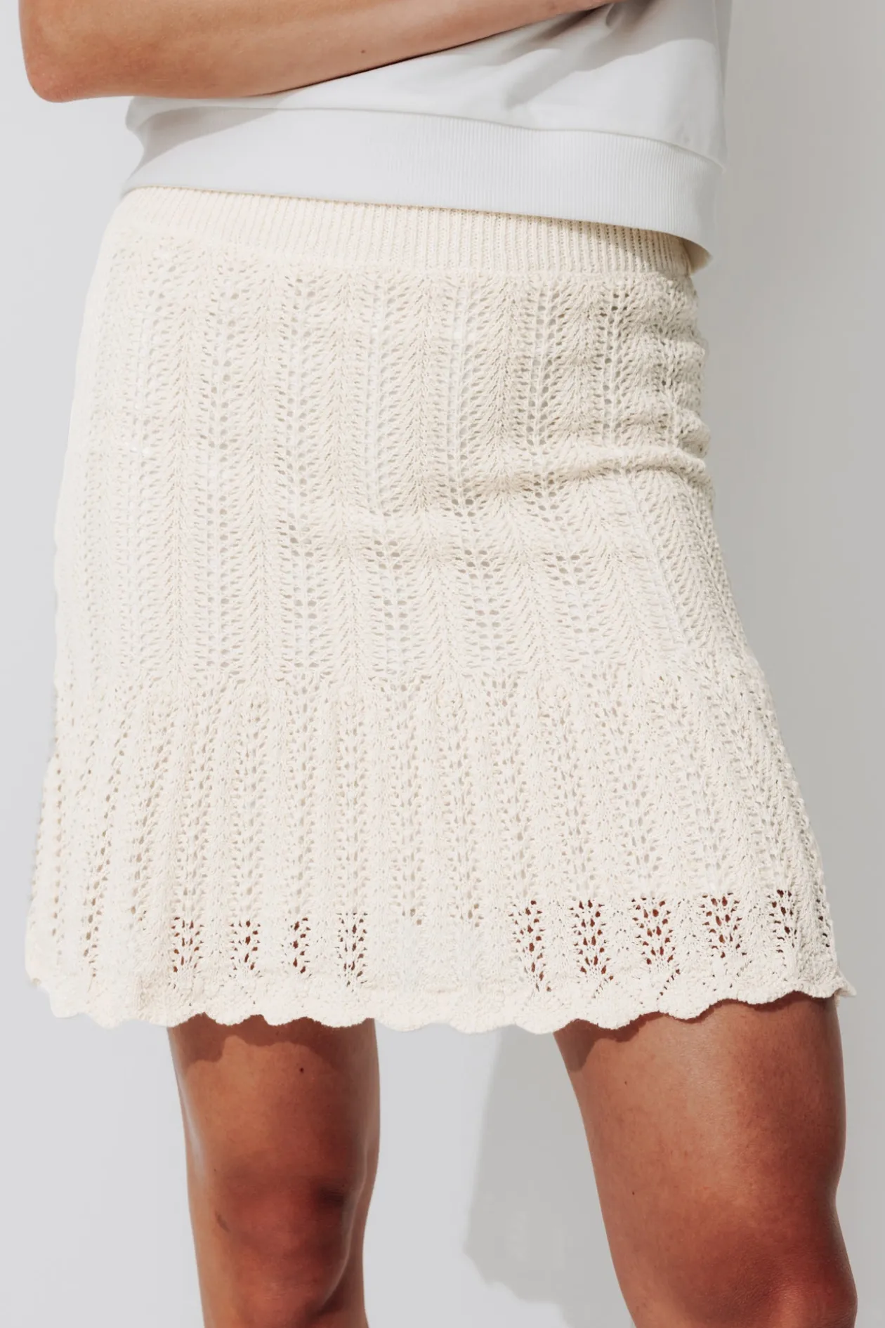 Promod Jupe courte en crochet Femme - Ecru Sale