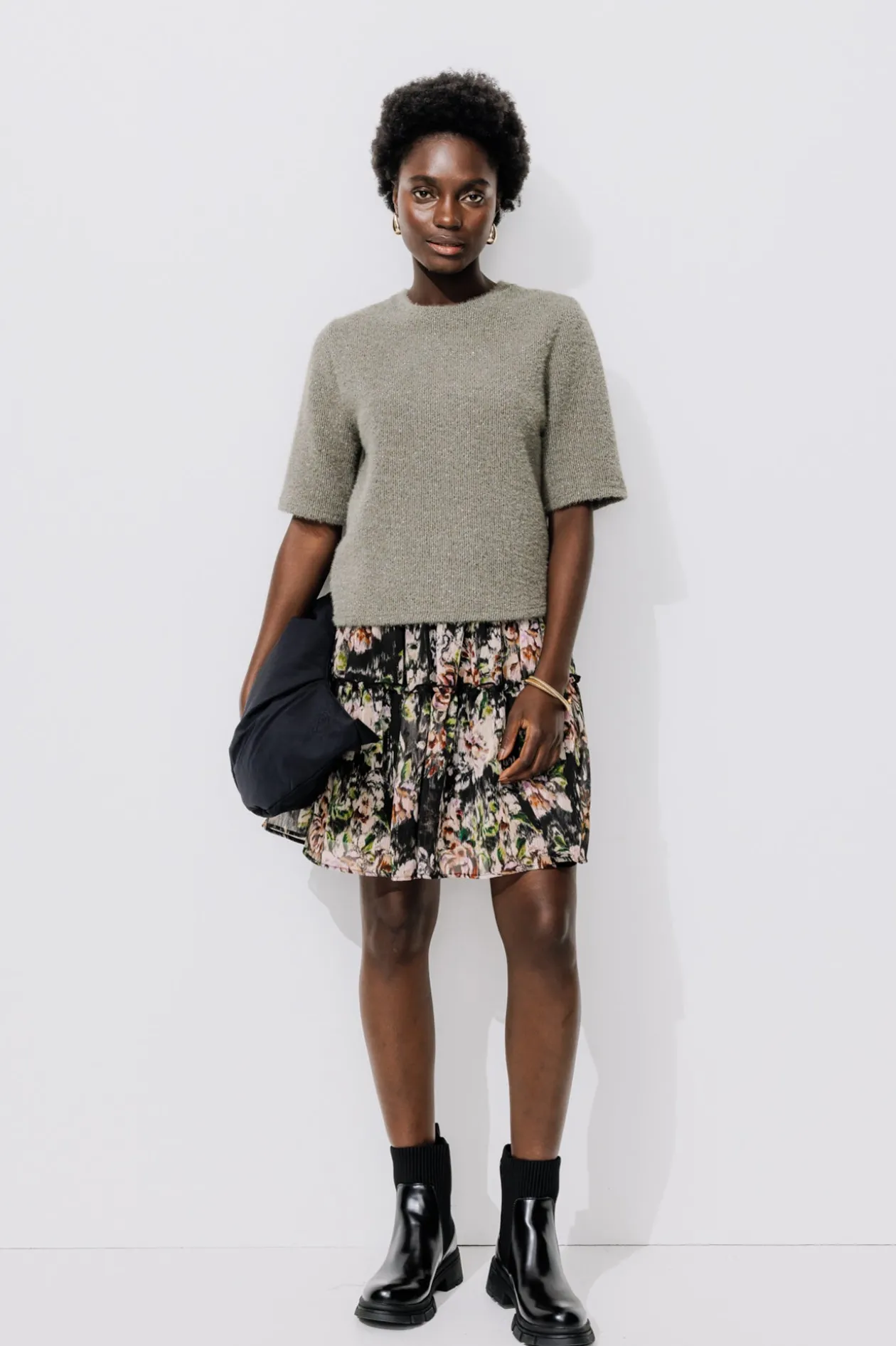 Promod Jupe courte imprimée Femme - Imprimé noir Impriménoir Online