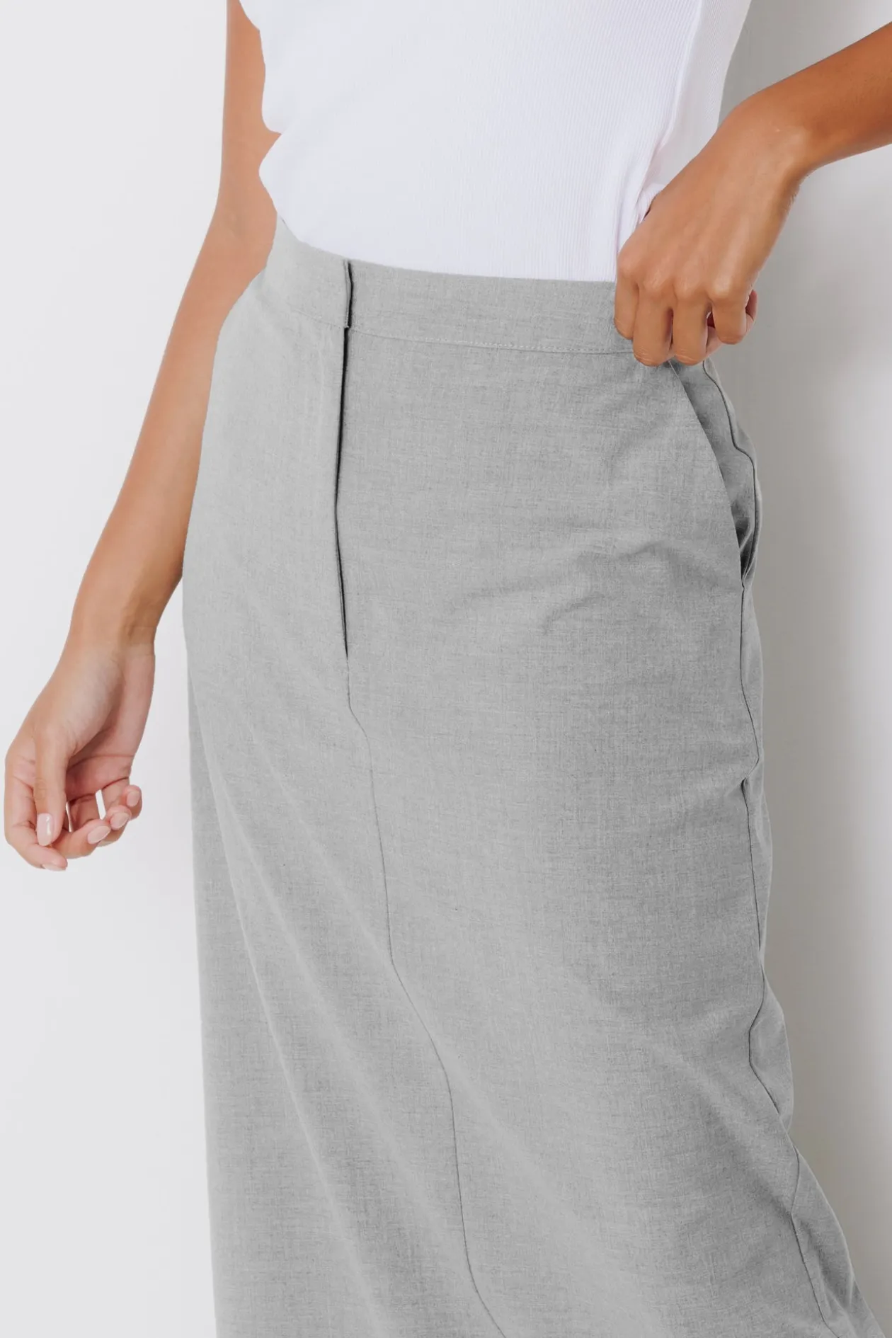 Promod Jupe crayon fendue Femme - Gris Store