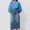 Promod Jupe longue en jean Femme - Jean moyen Jeanmoyen Best Sale