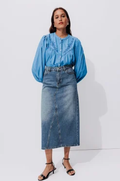 Promod Jupe longue en jean Femme - Jean moyen Jeanmoyen Best Sale