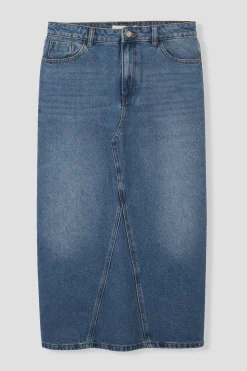 Promod Jupe longue en jean Femme - Jean moyen Jeanmoyen Outlet