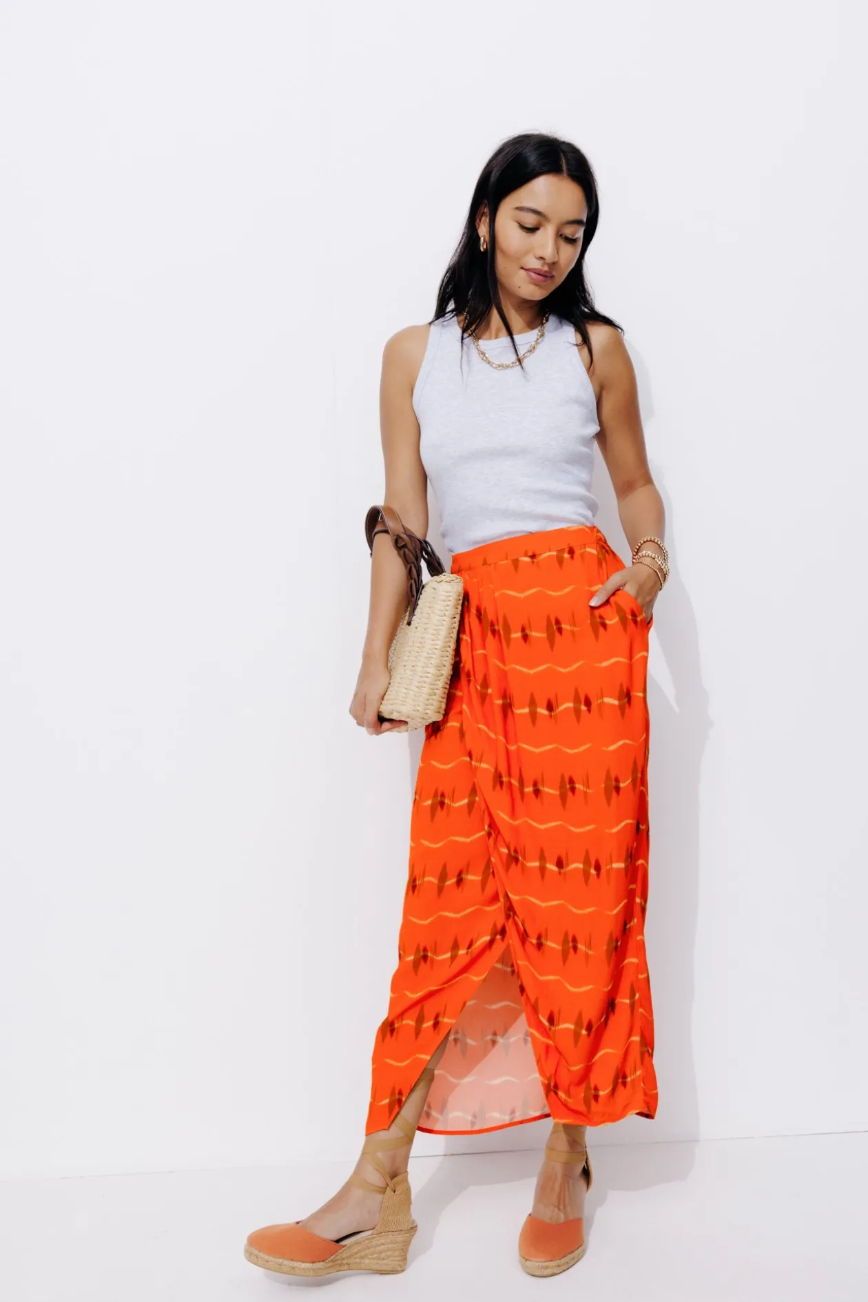 Promod Jupe longue imprimée Femme - Imprimé rouge Imprimérouge Cheap