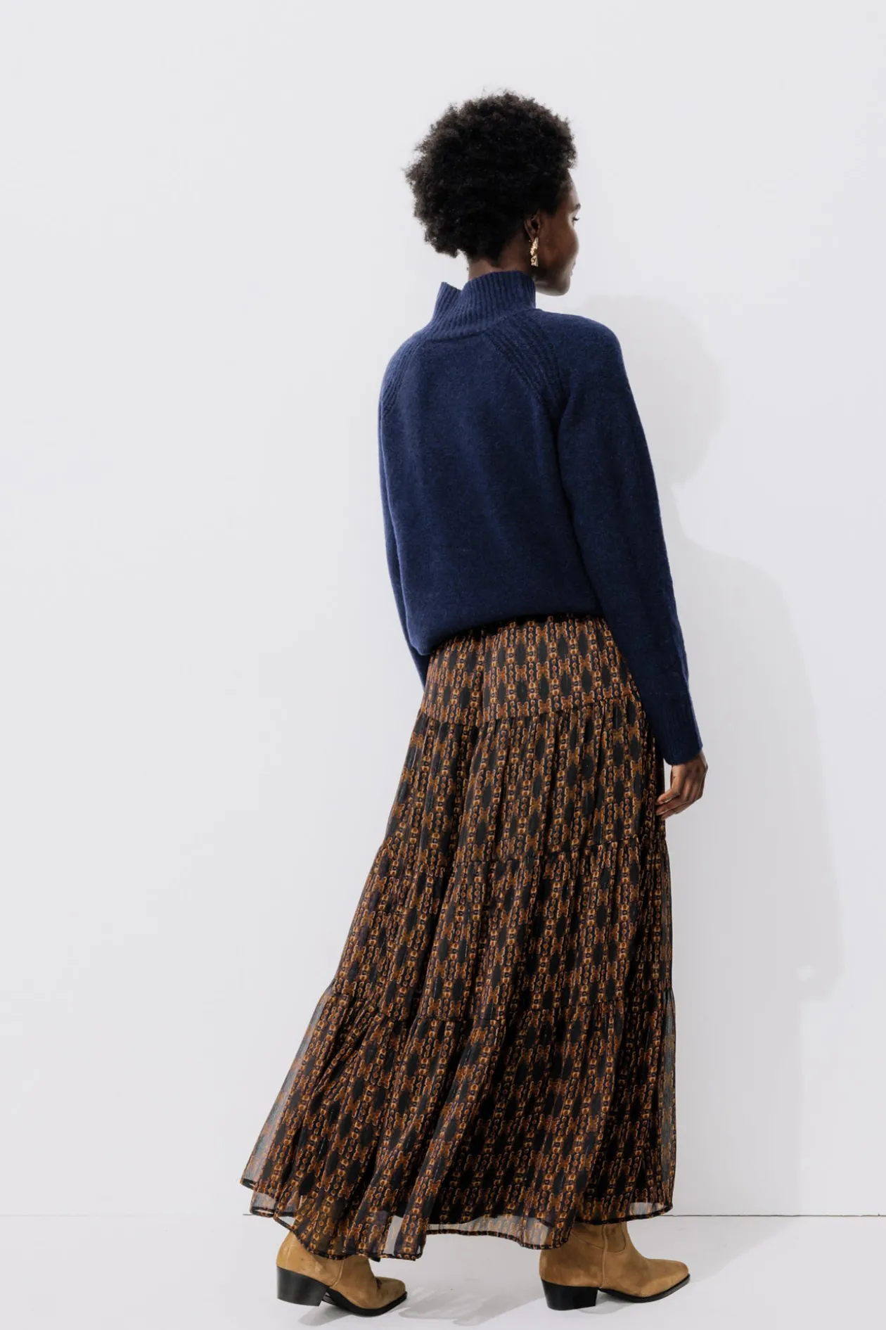 Promod Jupe longue imprimée Femme - Imprimé noir Impriménoir Hot