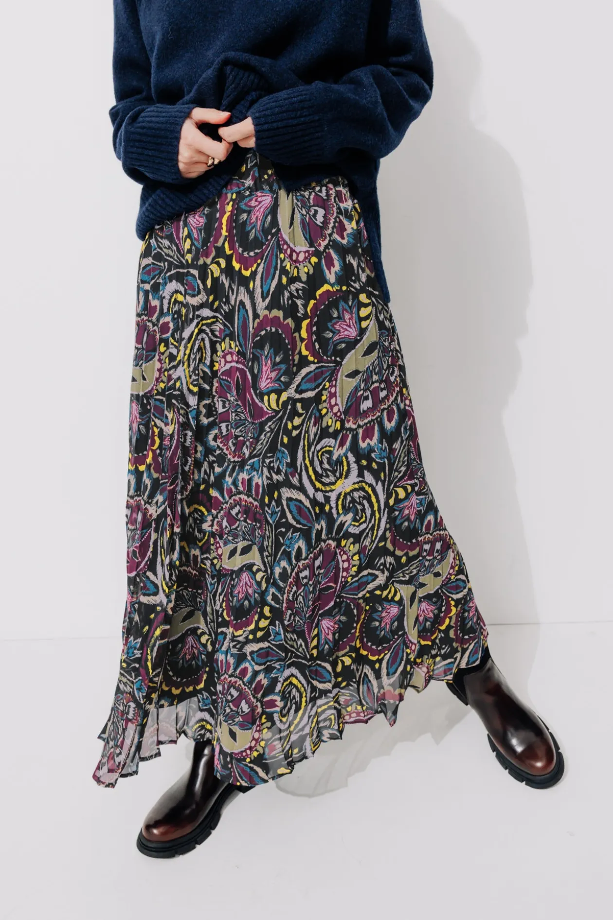 Promod Jupe longue plissée Femme - Imprimé multicolore Imprimémulticolore Cheap