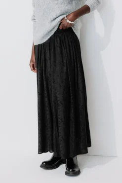 Promod Jupe longue smockée Femme - Noir Hot