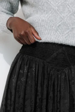 Promod Jupe longue smockée Femme - Noir Hot
