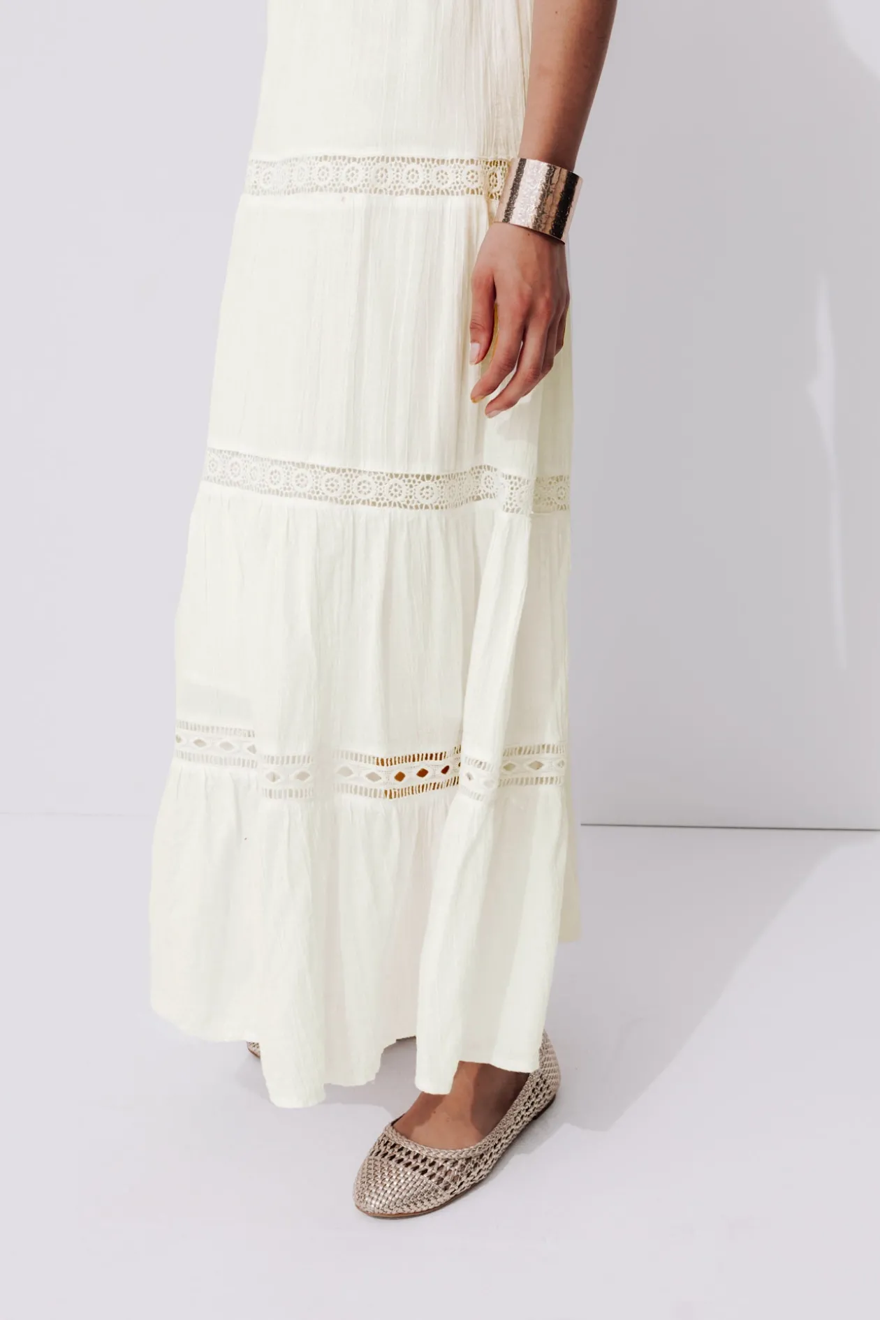 Promod Jupe longue volantée Femme - Ecru Clearance