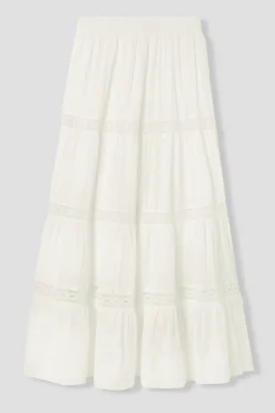 Promod Jupe longue volantée Femme - Ecru Clearance
