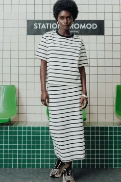Promod Jupe marinière éco-conçue - Rayé écru Rayéécru Fashion