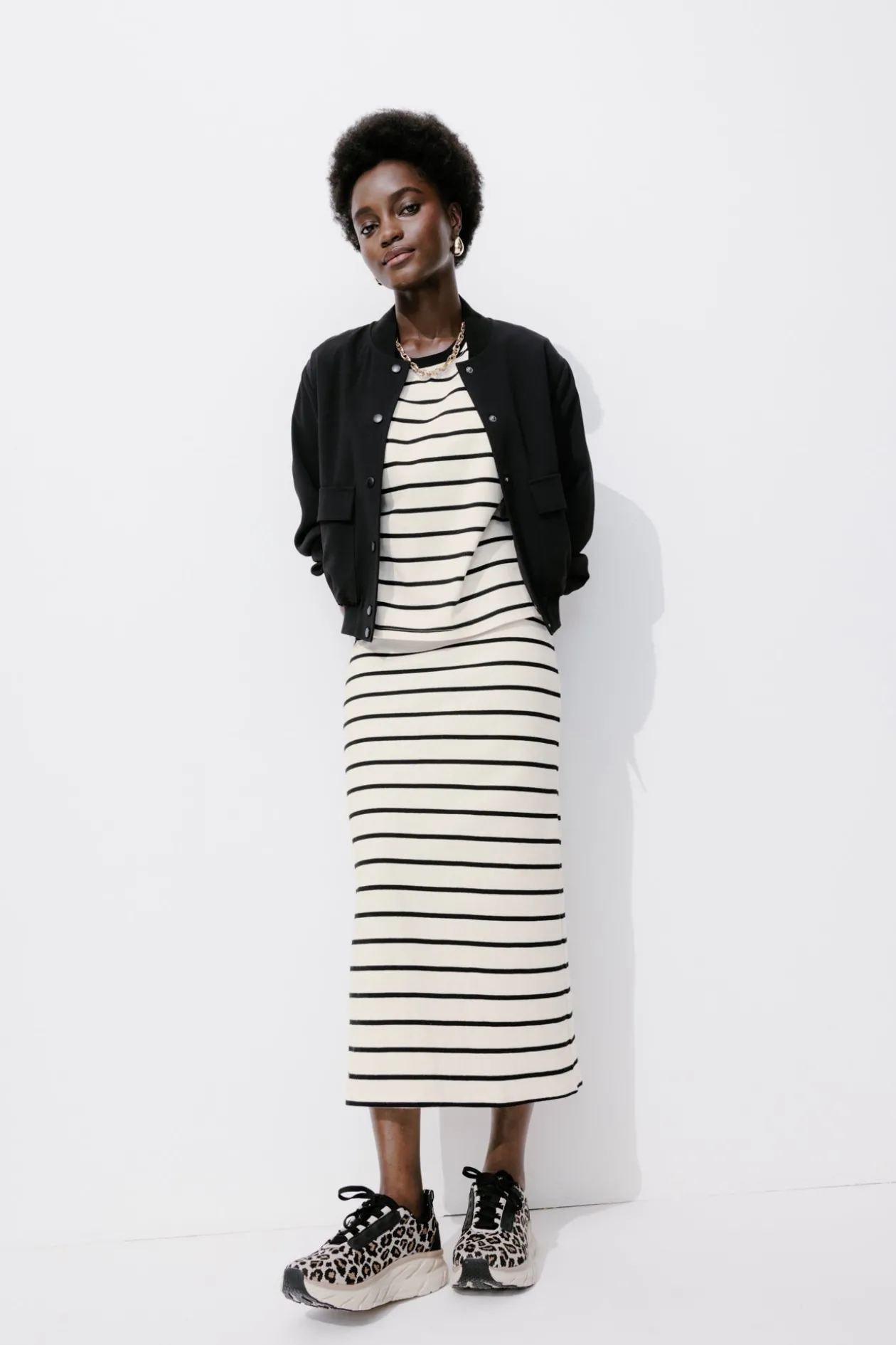 Promod Jupe marinière éco-conçue - Rayé écru Rayéécru Fashion