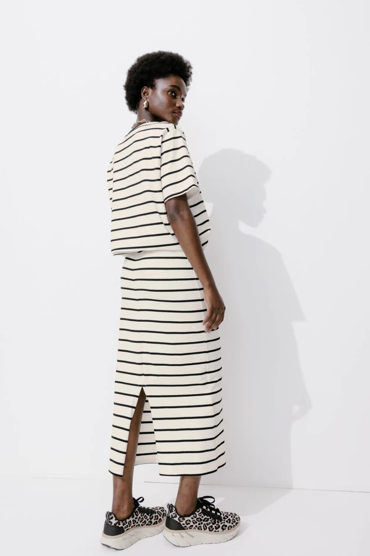 Promod Jupe marinière éco-conçue - Rayé écru Rayéécru Fashion