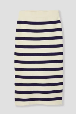 Promod Jupe marinière en maille - Rayé écru Rayéécru Flash Sale