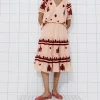 Promod Jupe midi brodée Femme - Beige Fashion
