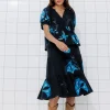 Promod Jupe midi brodée Femme - Marine Clearance