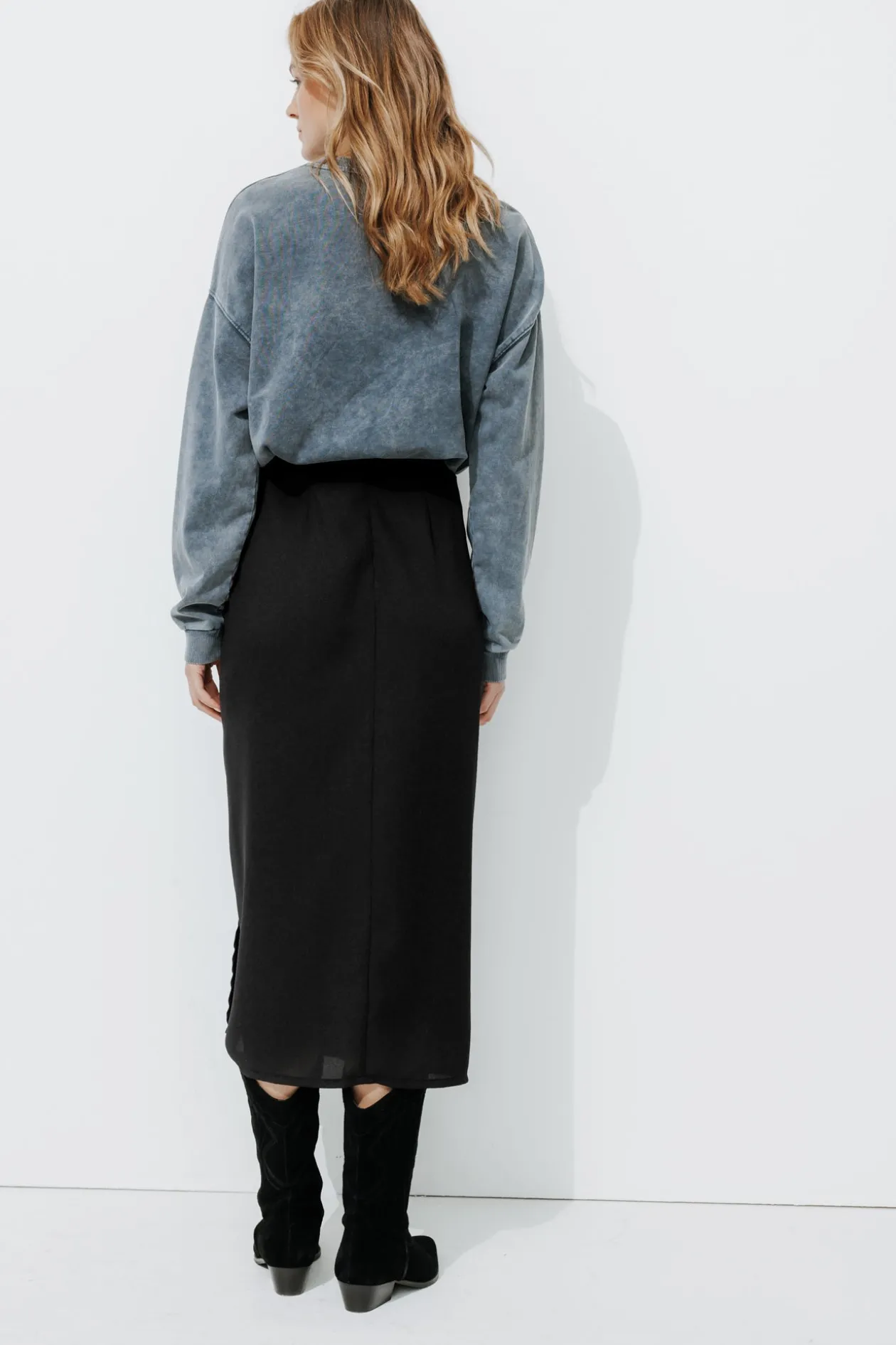 Promod Jupe midi drapée Femme - Noir Clearance