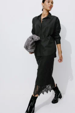 Promod Jupe midi en dentelle Femme - Noir Online