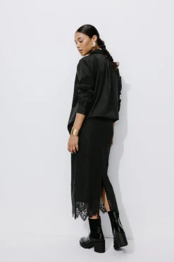 Promod Jupe midi en dentelle Femme - Noir Online