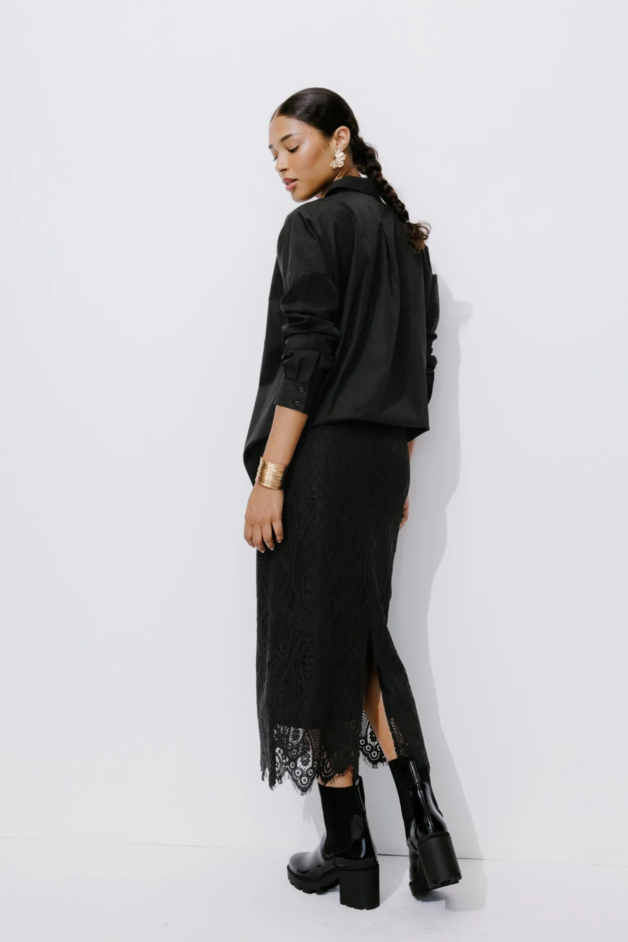 Promod Jupe midi en dentelle Femme - Noir Online