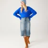 Promod Jupe midi en jean Femme - Jean moyen Jeanmoyen Fashion